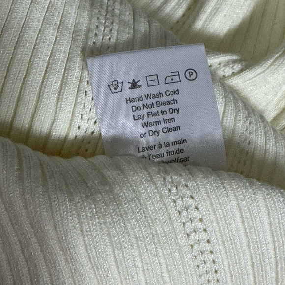 Heartloom Blouse Long Sleeve Top Cream Ivory Cross Front Ribbed Size S - Picture 8 of 10